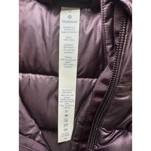 Lululemon Down For A Run Goose Down Quilted Vest II Size 6 Inkwell Purple Winter - Picture 4 of 6